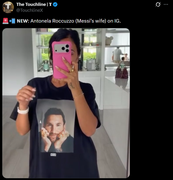 Żona Leo Messiego i jej koszulka przed startem MŚ xD